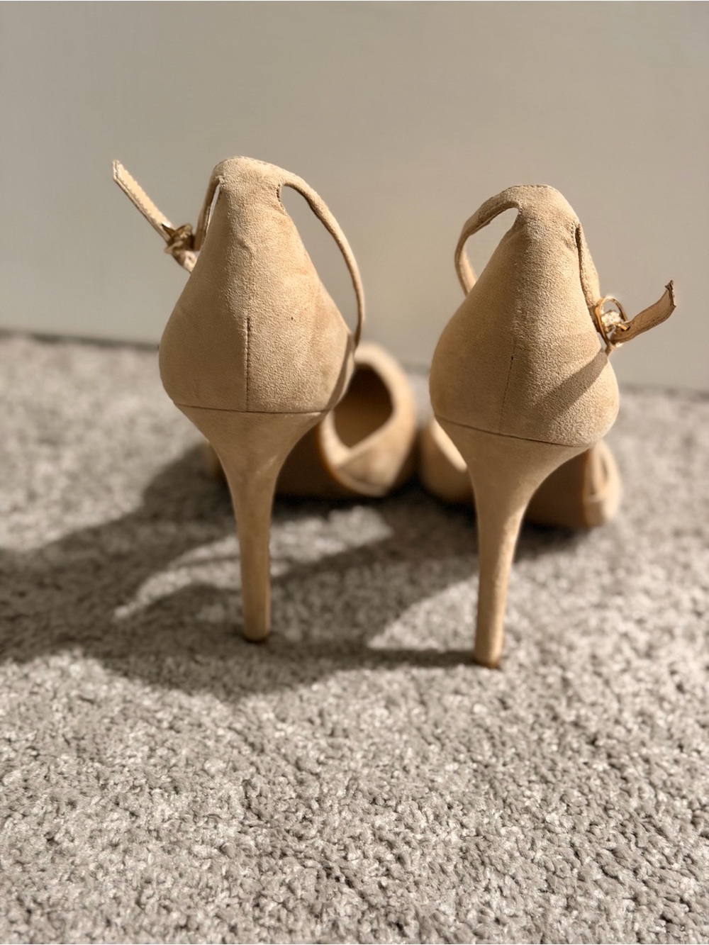 Jessica Simpson Beige Pointed-Toe Ankle-Strap Heels - Picture 3 of 3